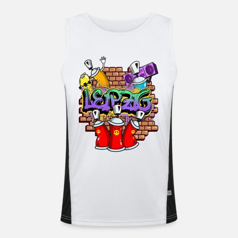 Leipzig Germany City Graffiti Sprayer Skater Men's Functional Contrast Tank Top 