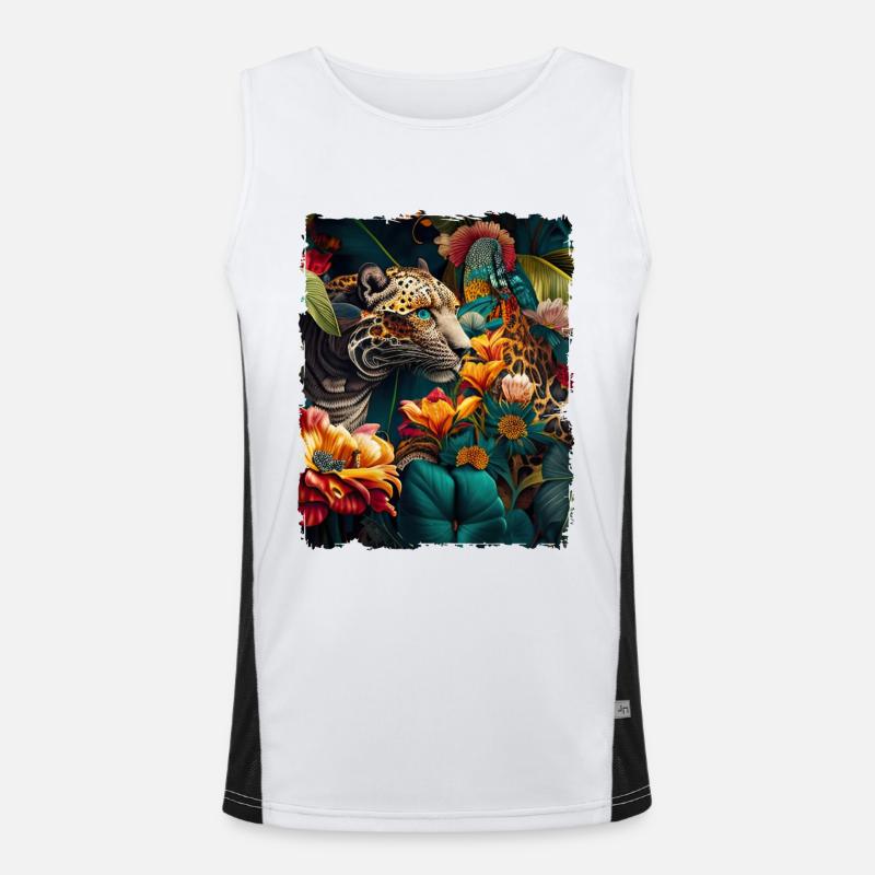 Leopard Blumen Funktionelles Kontrast-Tank Top für Männer 