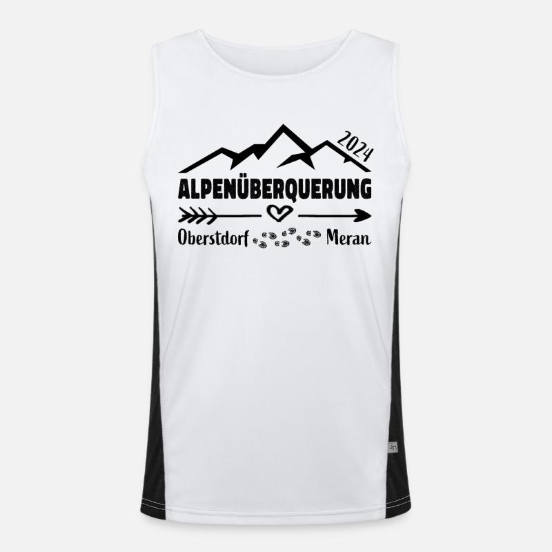 Alpenüberquerung E5 Oberstdorf Meran 2024 Funktionelles Kontrast-Tank Top für Männer 