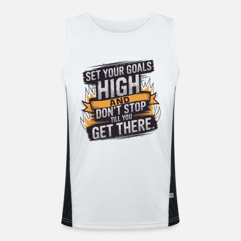 Set Your Goals High – Motivational Design for Success Men's Functional Contrast Tank Top 