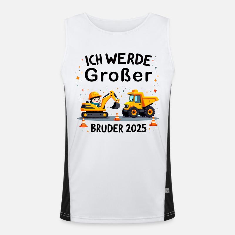 Ich Werde Großer Bruder 2025 Bagger Schwarz Kinder Funktionelles Kontrast-Tank Top für Männer 