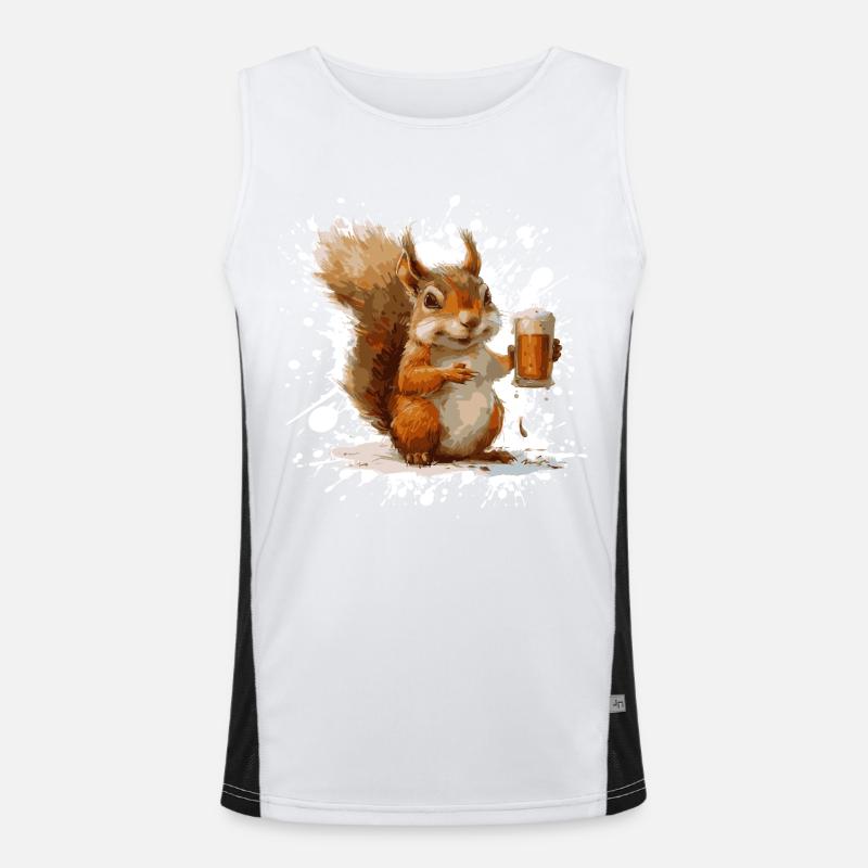 Squirrel Beer Funny - Men's Functional Contrast Tank Top - white/black