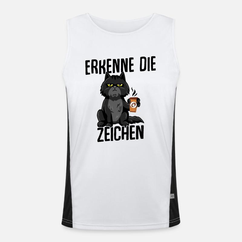 Cat Recognize the Signs White Men's Functional Contrast Tank Top 