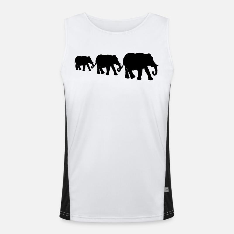 Elephants, elephant family, black silhouettes. Men's Functional Contrast Tank Top 