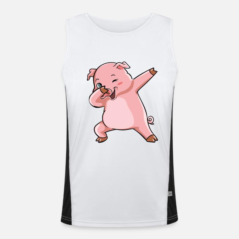 Dabbing Schwein Sieger Sau Funktionelles Kontrast-Tank Top für Männer 