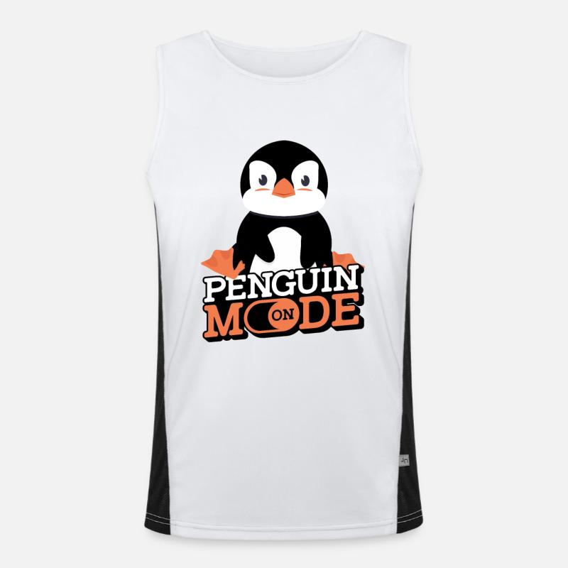 Penguin Mode On Kaiserpinguin Seevogel Funktionelles Kontrast-Tank Top für Männer 
