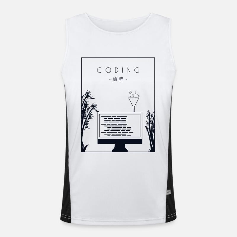 Coding Chinese Hanzi Developer Coder Programmierer Funktionelles Kontrast-Tank Top für Männer 