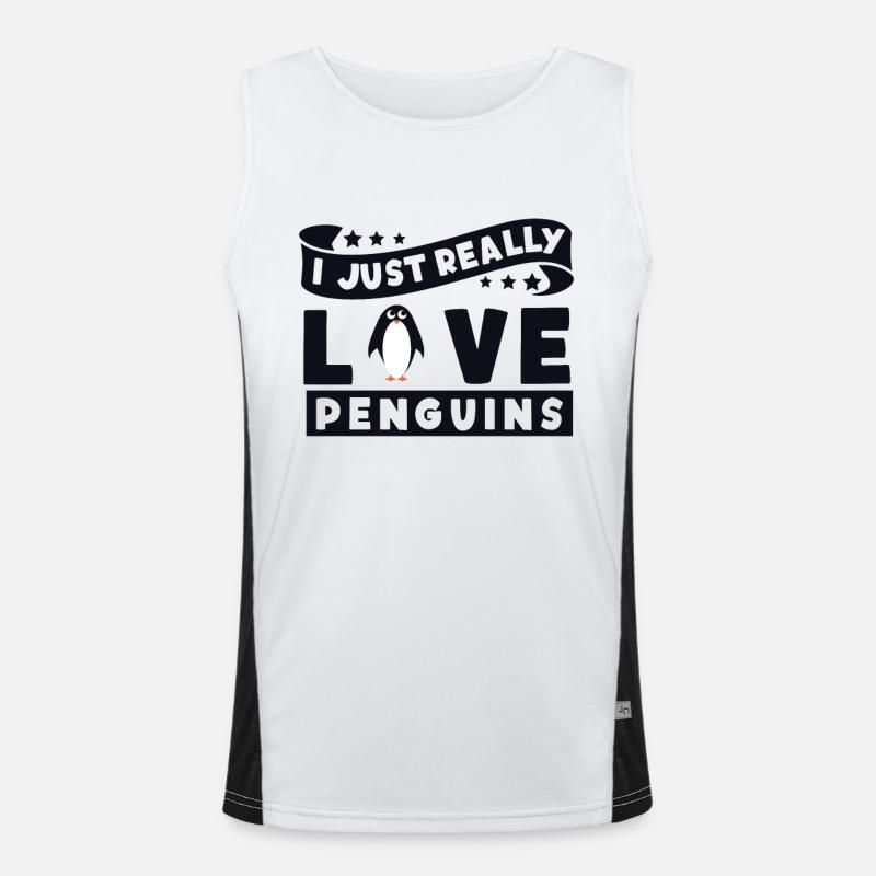 I Really Love Penguins Oiseau de mer Pingouin Débardeur respirant contrasté Homme 