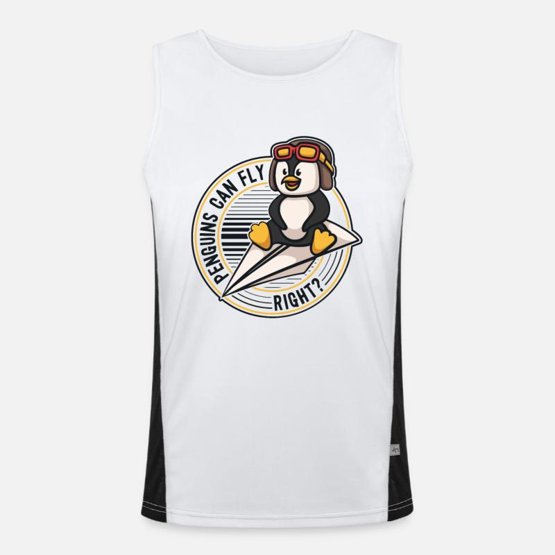 Penguins can Fly Seevogel Königspinguin Pinguin Funktionelles Kontrast-Tank Top für Männer 