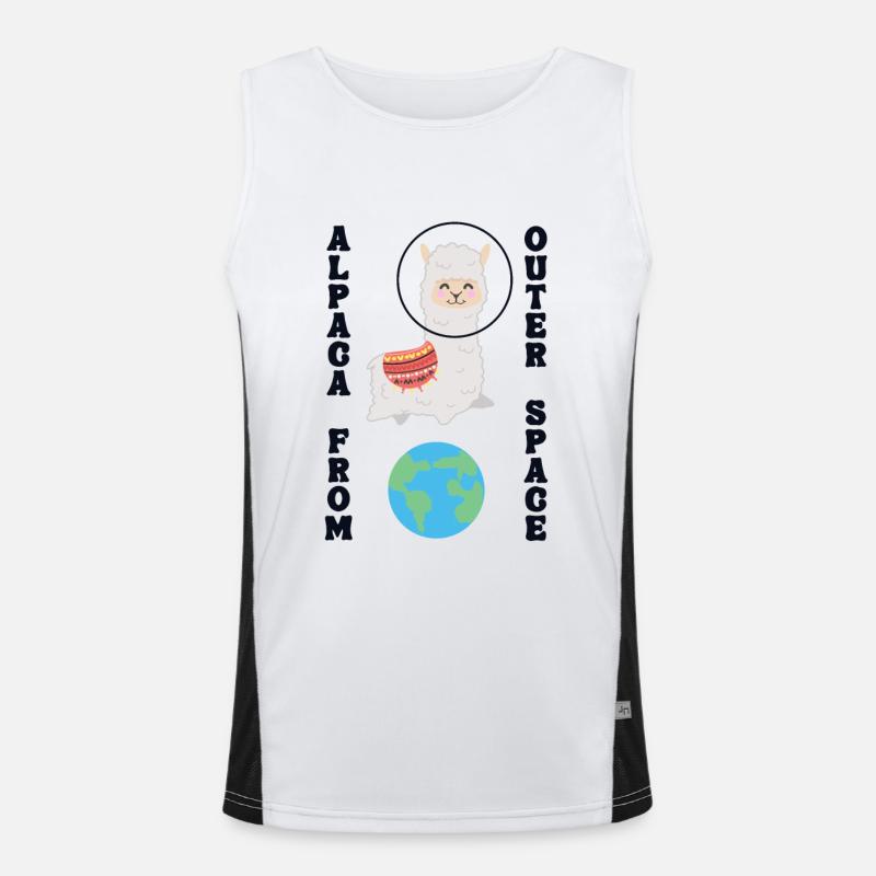 Alpaca From Outer Space Llama Vicuna Guanaco Men's Functional Contrast Tank Top 