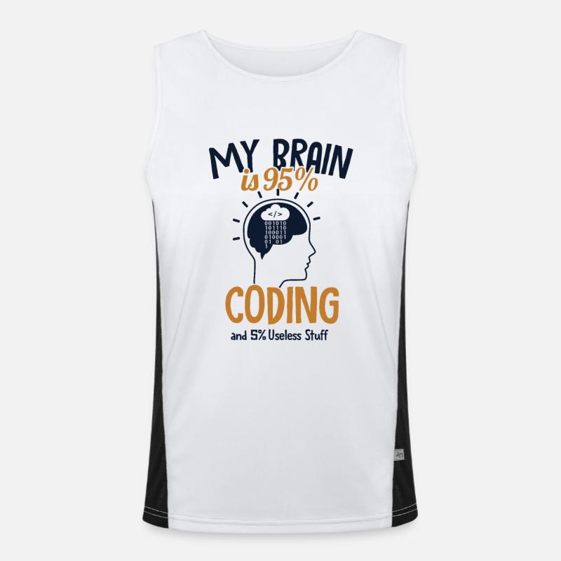 My Brain is 95% Coding Softwareingenieur Coder Funktionelles Kontrast-Tank Top für Männer 
