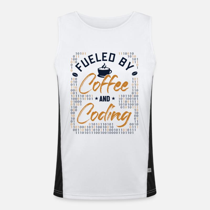 Fueled by Coffee and Coding Coder Software Men's Functional Contrast Tank Top 