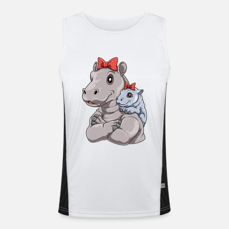 Liebevolles Nilpferd mit Nilpferd Kind Funktionelles Kontrast-Tank Top für Männer 
