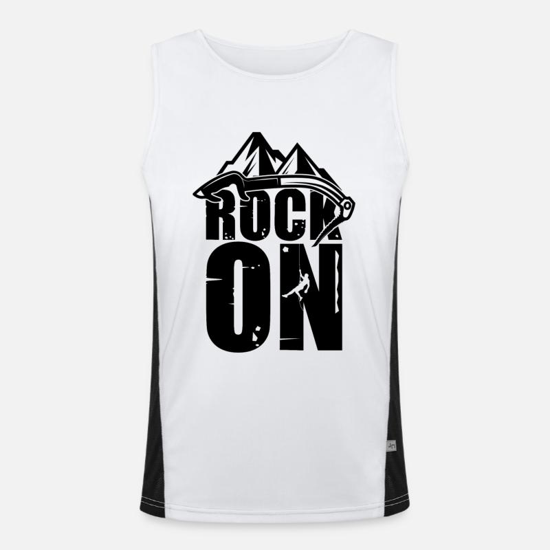 Rock On Mountain Climbing Boulder Kletterer Funktionelles Kontrast-Tank Top für Männer 