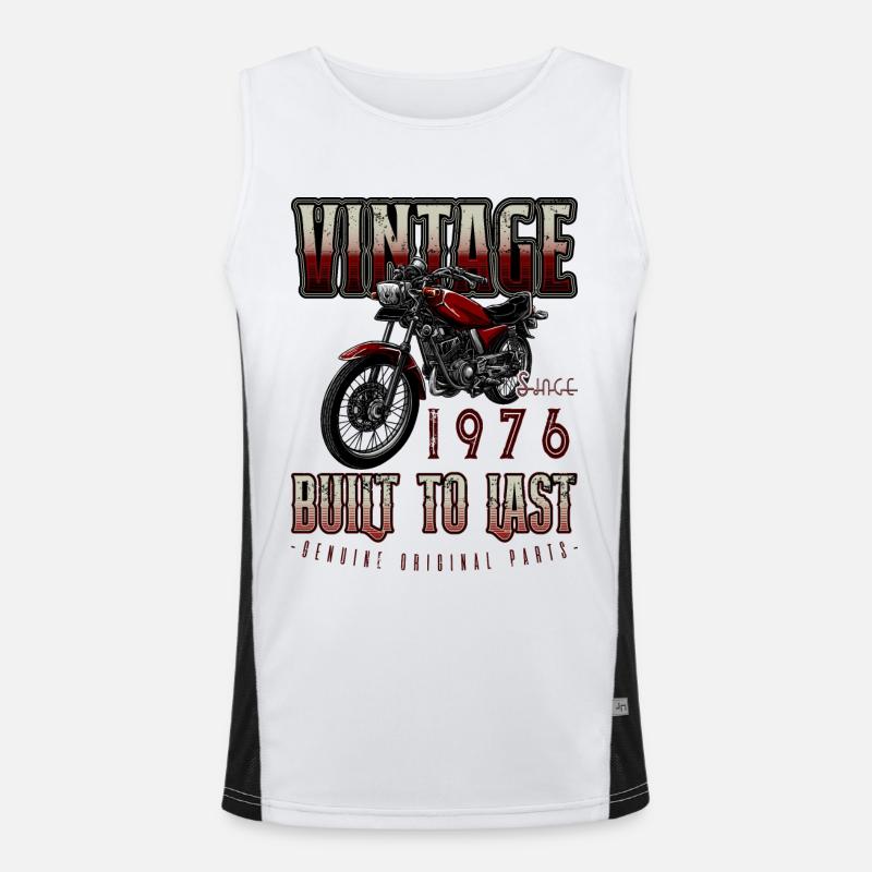 Vintage Motorrad Biker Motorrad Geburtstag 1976 Funktionelles Kontrast-Tank Top für Männer 