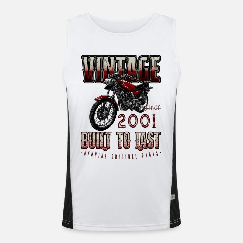 Vintage Motorrad Biker Motorrad Geburtstag 2001 Funktionelles Kontrast-Tank Top für Männer 