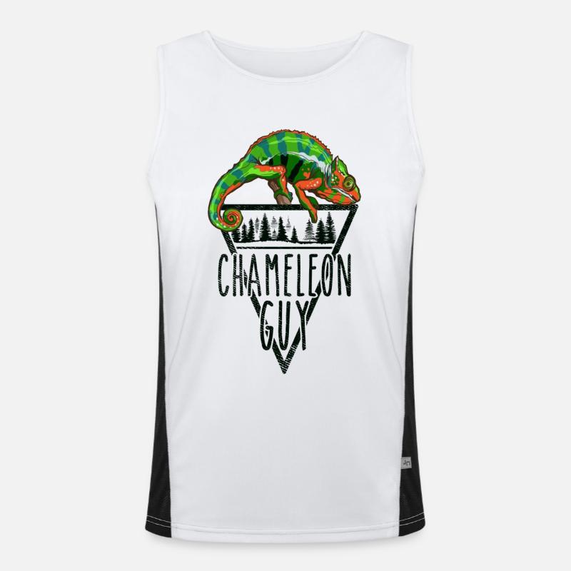 That Chameleon Guy Panther Chameleon - Men's Functional Contrast Tank Top  - white/black