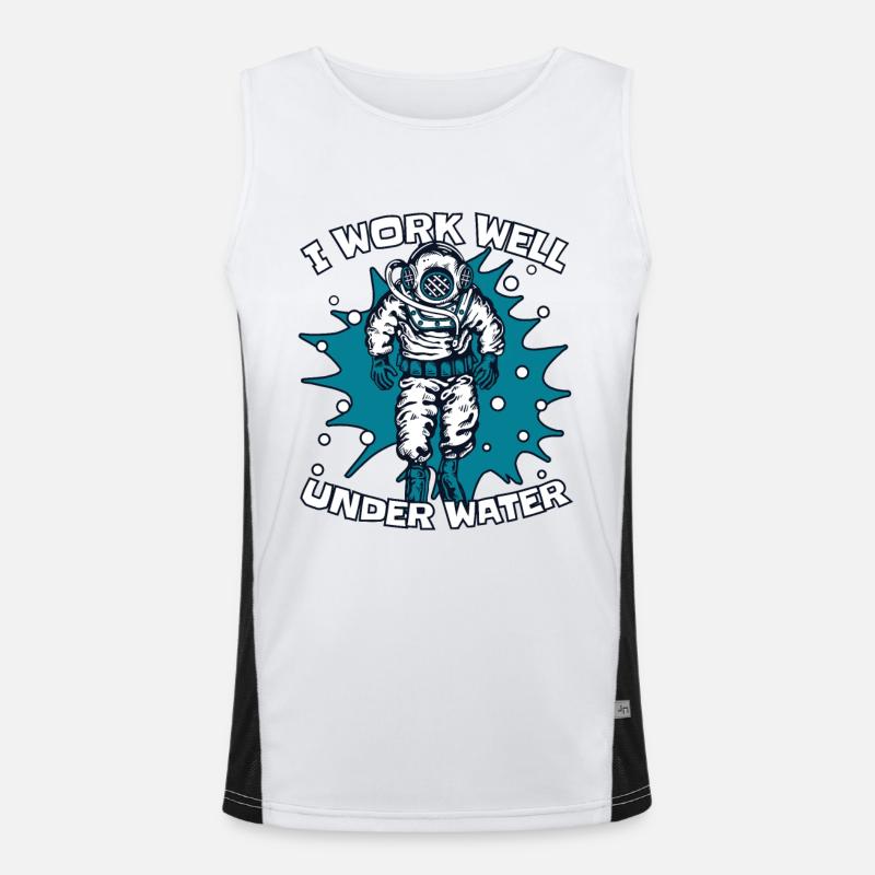 I Work Well Under Water Diving Mask Men's Functional Contrast Tank Top 