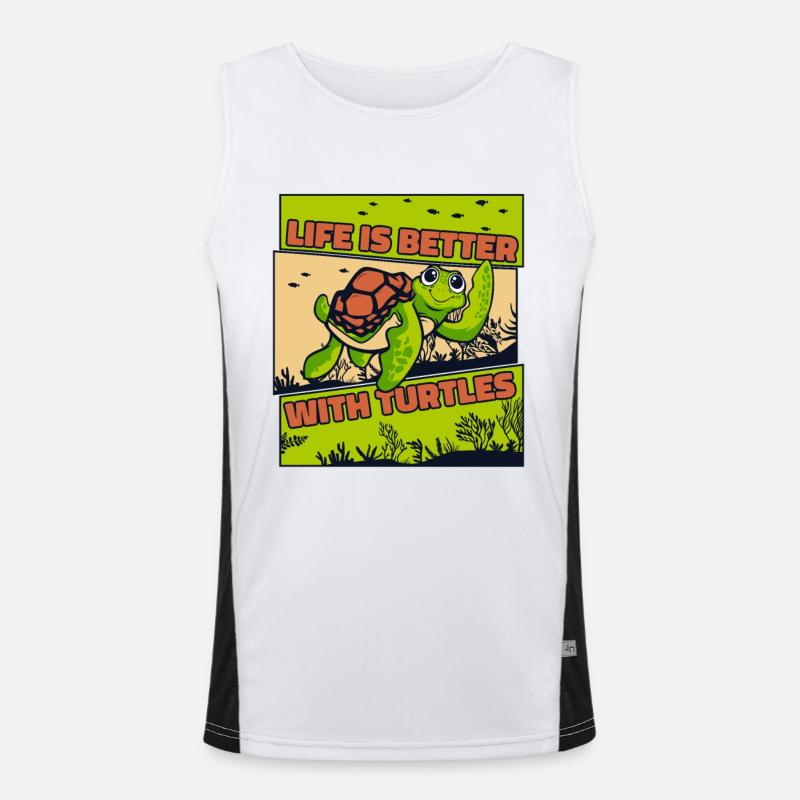 Life is better with turtles aquatic turtle Men's Functional Contrast Tank Top 