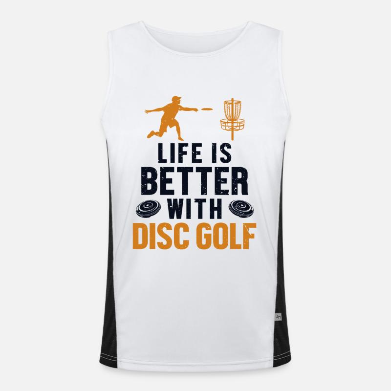 Life is Better with Disc Golf Frisbee Golf Men's Functional Contrast Tank Top 