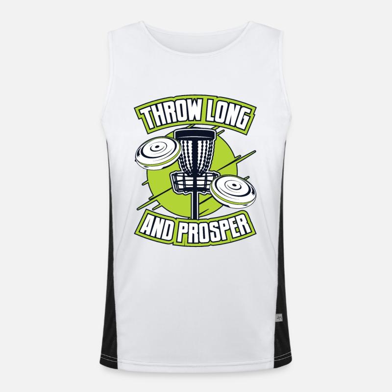 Throw Long And Prosper Basket Disc Disc Golfer Men's Functional Contrast Tank Top 