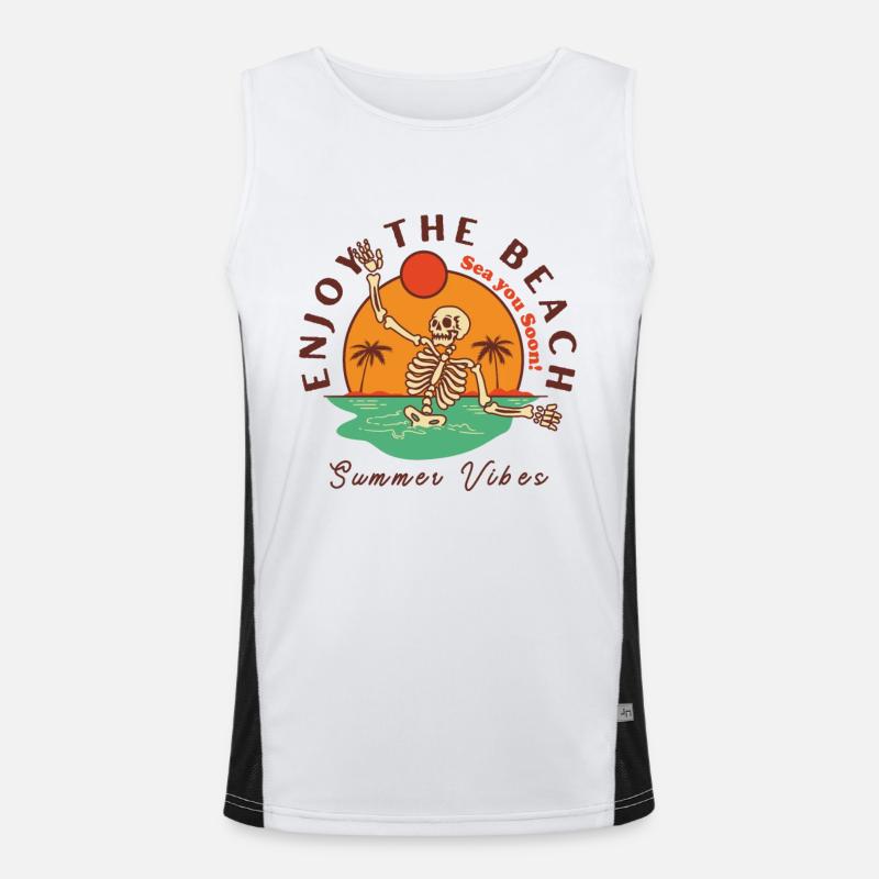 Enjoy the beach, sunset Men's Functional Contrast Tank Top 