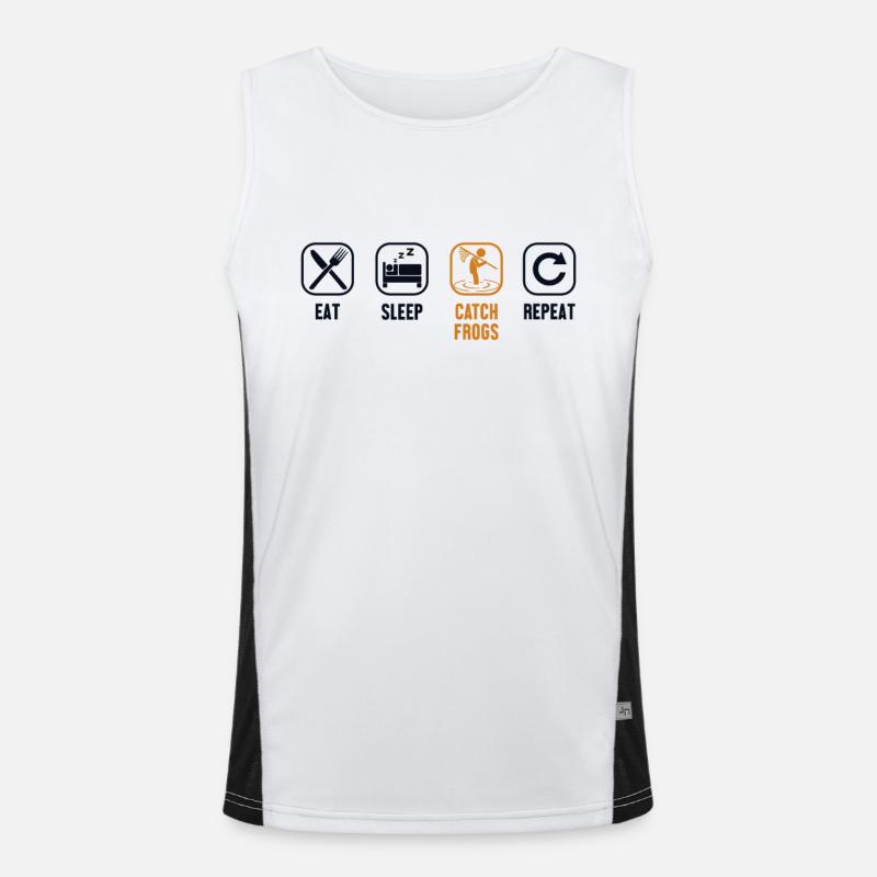 Eat Sleep Catch Frogs Repeat Toad Tadpole Men's Functional Contrast Tank Top 
