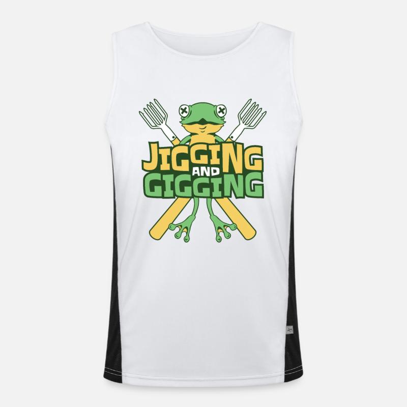 Jigging And Gigging Toad Tadpole Frog Catcher Men's Functional Contrast Tank Top 