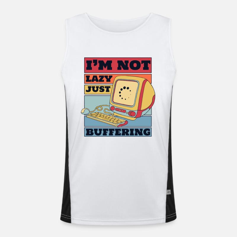 No Lazy Just Buffering Admin IT-Betrieb Funktionelles Kontrast-Tank Top für Männer 