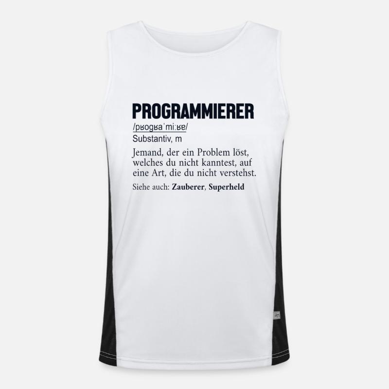Programmierer Definition Developer Coder - Funktionelles Kontrast-Tank Top für Männer  - Weiß/Schwarz