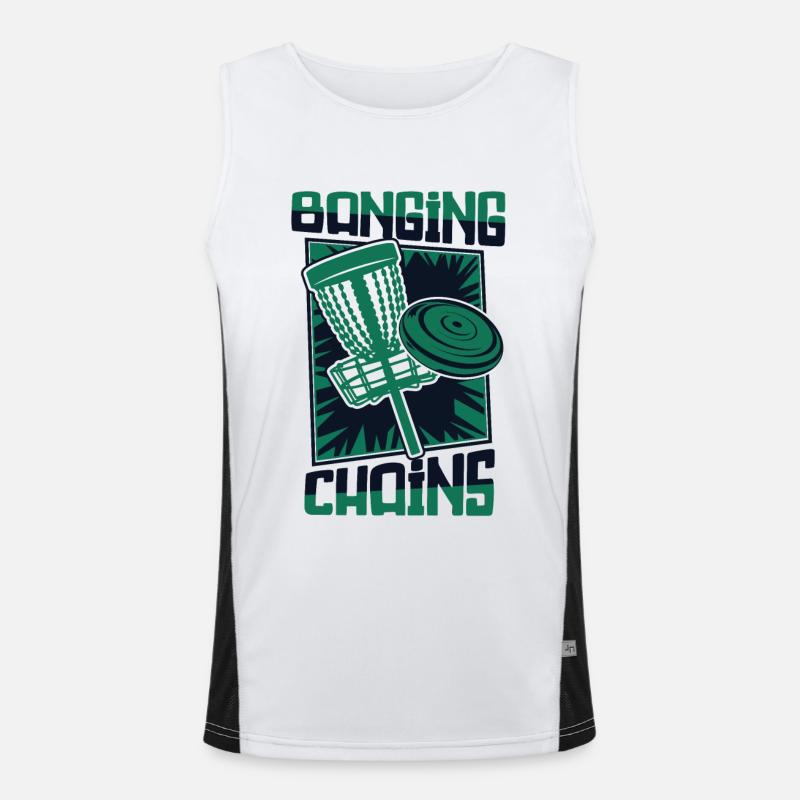 Banging Chains Korb Scheibe Disc Golfer Spieler Funktionelles Kontrast-Tank Top für Männer 