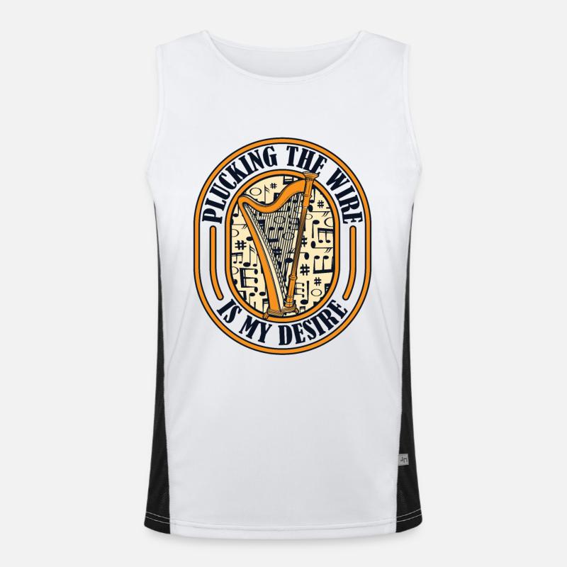 Plucking The Wire Is My Desire Konzertharfe Funktionelles Kontrast-Tank Top für Männer 