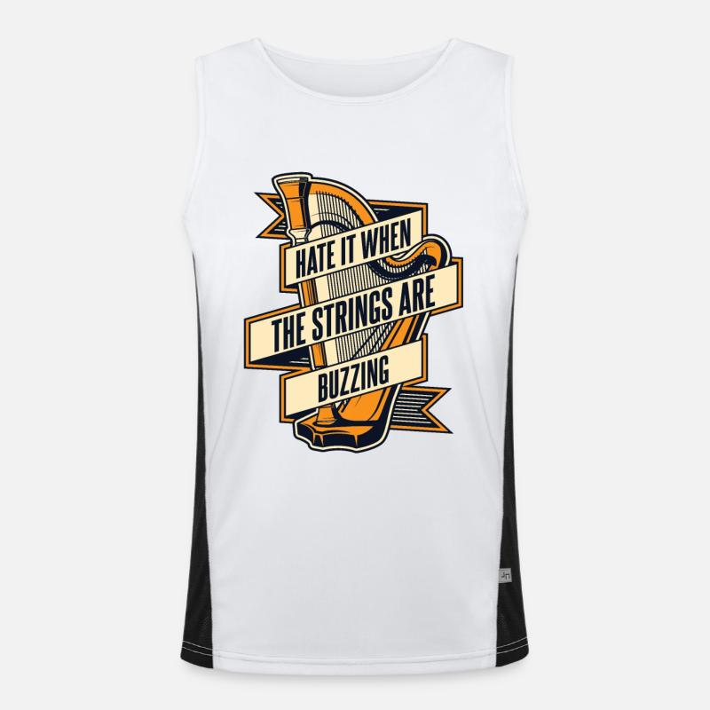Hate It When The Strings Are Buzzing Harfe Funktionelles Kontrast-Tank Top für Männer 