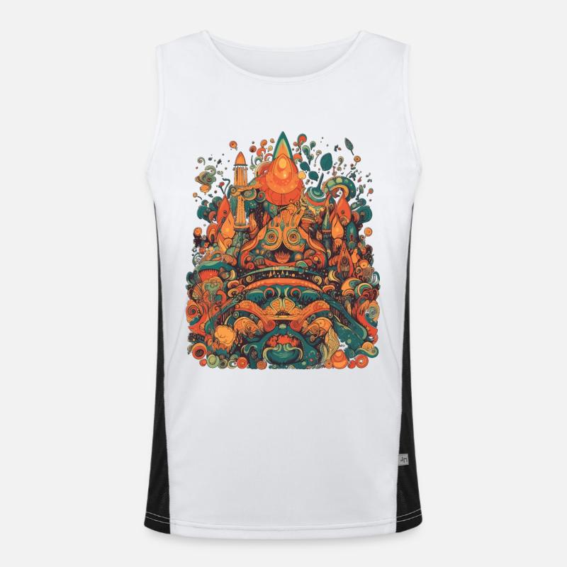 Design Psychedelic Illustration Magic - Men's Functional Contrast Tank Top  - white/black