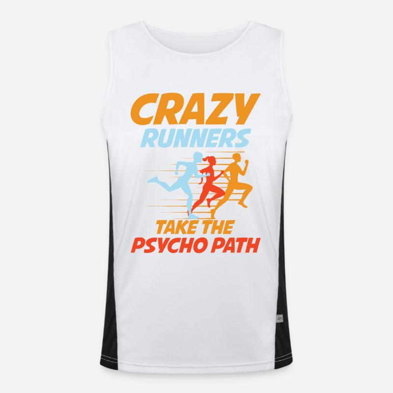 Crazy Runners Take The Psycho Path Funktionelles Kontrast-Tank Top für Männer 