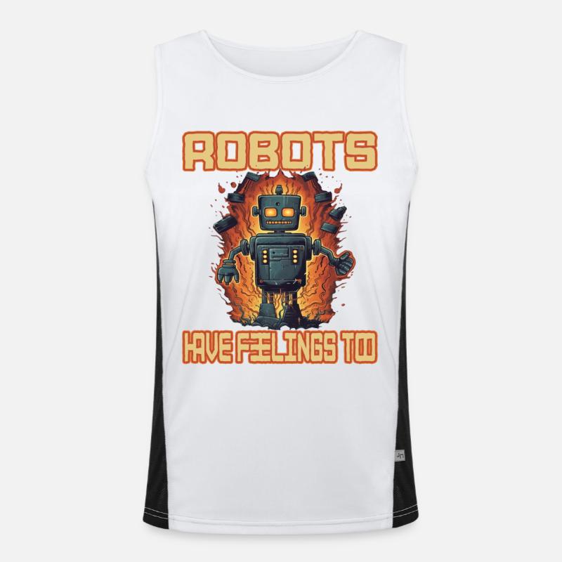 Robots Have Feeling Too Funktionelles Kontrast-Tank Top für Männer 