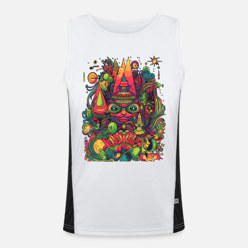Painting creativ Psychedelic Trip Cat Illustration Men's Functional Contrast Tank Top 