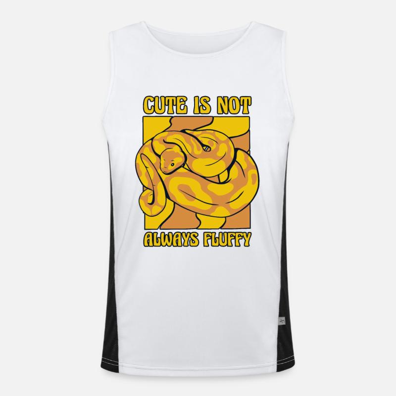 Cute Is Not Always Fluffy Python Schlange Banana Funktionelles Kontrast-Tank Top für Männer 