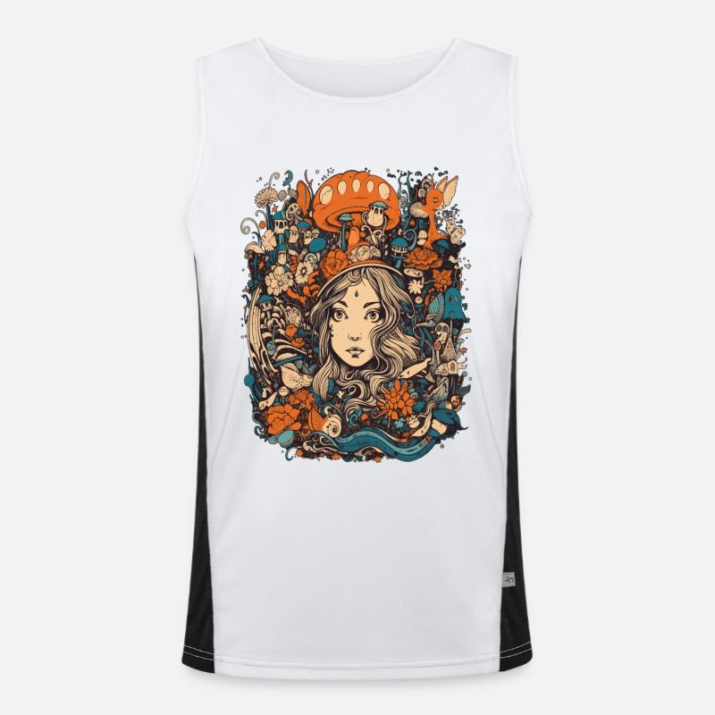 psychedelic abstract Alice Follow White Rabbit Men's Functional Contrast Tank Top 