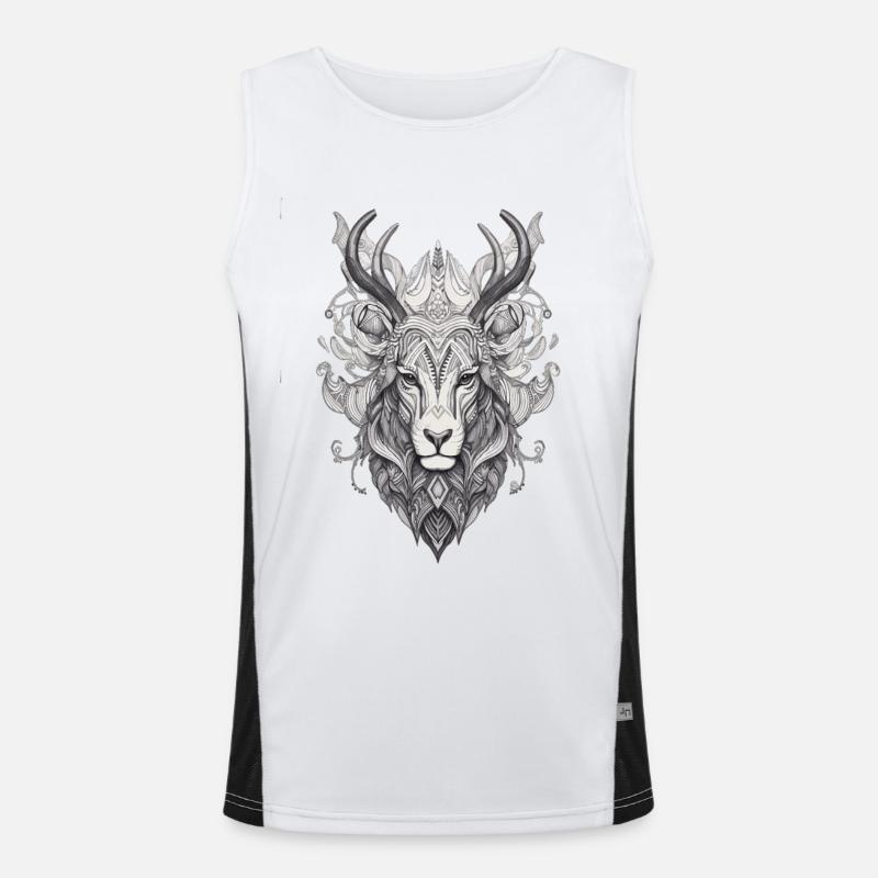 Wild Abstract Line Deer Animal Design Men's Functional Contrast Tank Top 