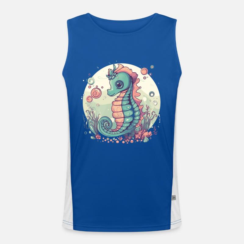 Seepferdchen Unterwasserwelt Funktionelles Kontrast-Tank Top für Männer 