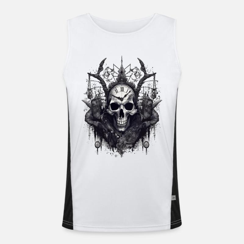 Gothic Witchcraft Ritual Dark Skull Clock Horror Funktionelles Kontrast-Tank Top für Männer 