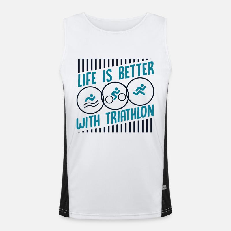 Life Is Better With Triathlon Training Triathlete Men's Functional Contrast Tank Top 