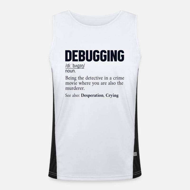 Debugging Definition Developer Coder Programmierer - Funktionelles Kontrast-Tank Top für Männer  - Weiß/Schwarz