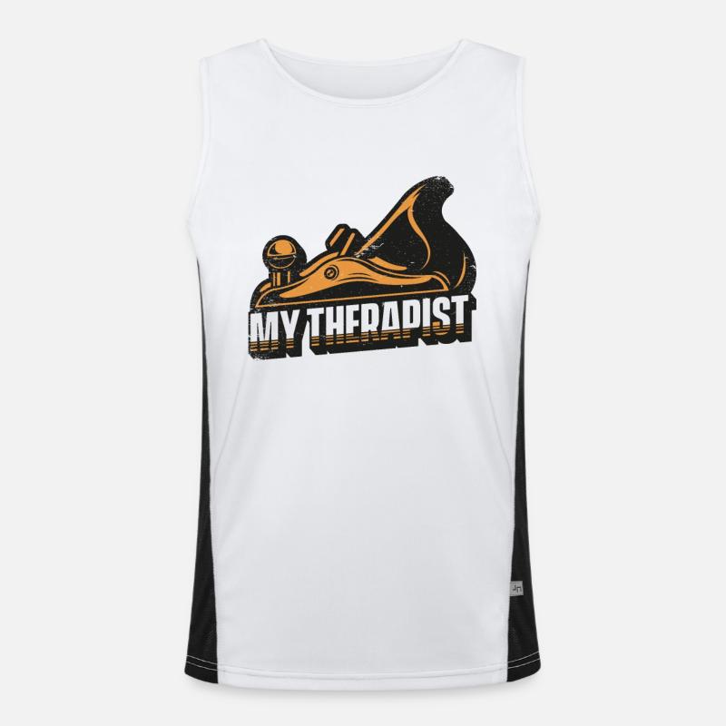 My Therapist Tischler Holztechniker Carpenter Funktionelles Kontrast-Tank Top für Männer 