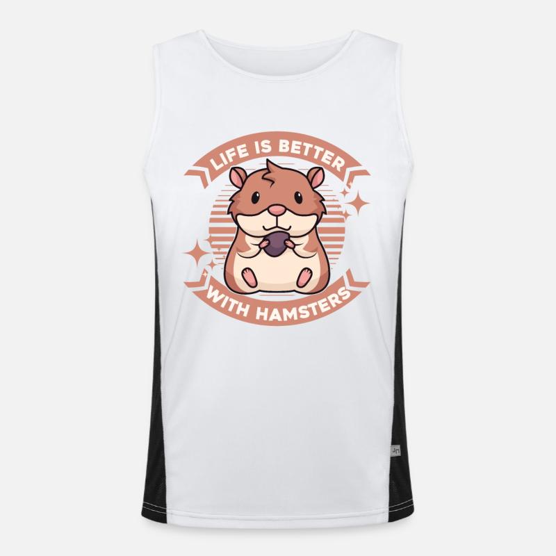 Life is Better with a Hamster Golden Hamster Breeder Men's Functional Contrast Tank Top 