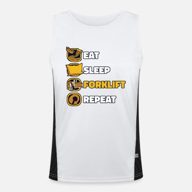 Eat Sleep Forklift Repeat Gabelstaplerfahrer Funktionelles Kontrast-Tank Top für Männer 