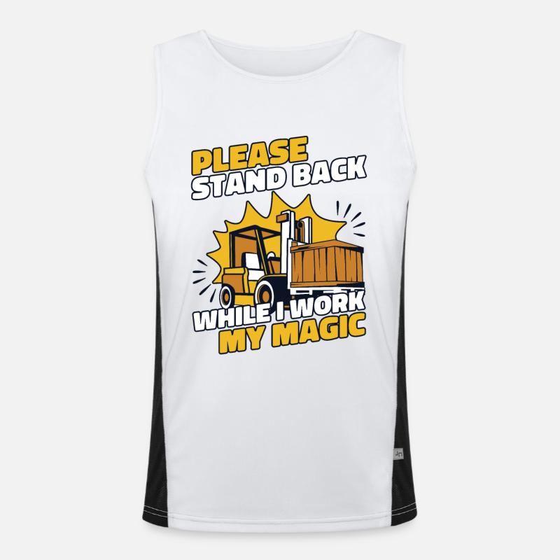 Stand Back While I Work My Magic Teleskoplader Funktionelles Kontrast-Tank Top für Männer 