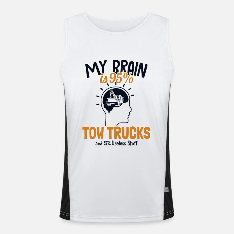 My Brain is 95% Tow Trucks Tow Driver Men's Functional Contrast Tank Top 