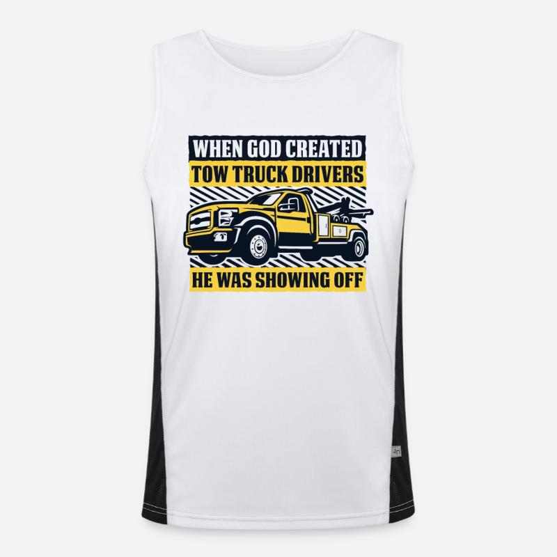 When God Created Tow Truck Drivers Driver Men's Functional Contrast Tank Top 